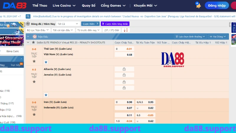 Hướng dẫn đặt cược thể thao tại Da88
