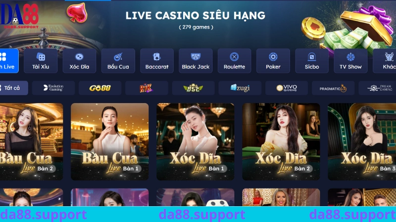 Giới thiệu sảnh Live Casino hàng đầu tại DA88