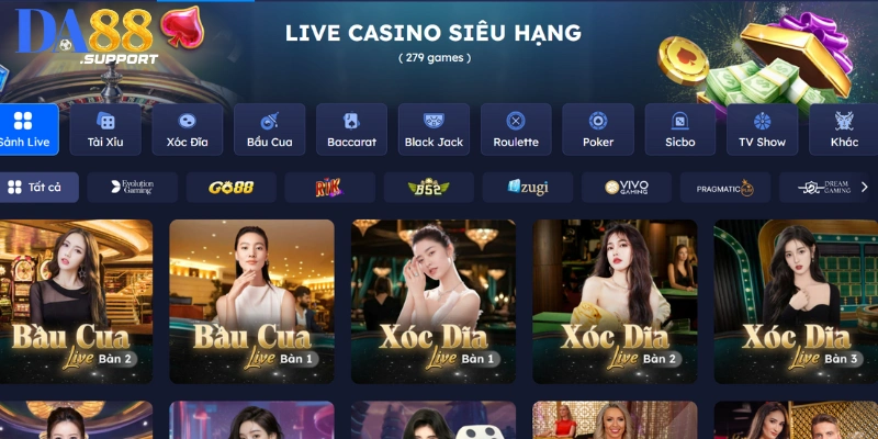 Giới thiệu sảnh Live Casino hàng đầu tại DA88